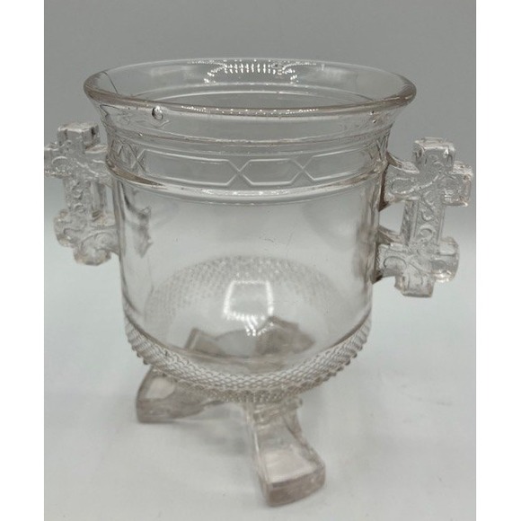 Vintage Clear Pattern Glass LaBelle Queen Anne 3 Footed Sugar Bowl‎ 6"H - Picture 2 of 5